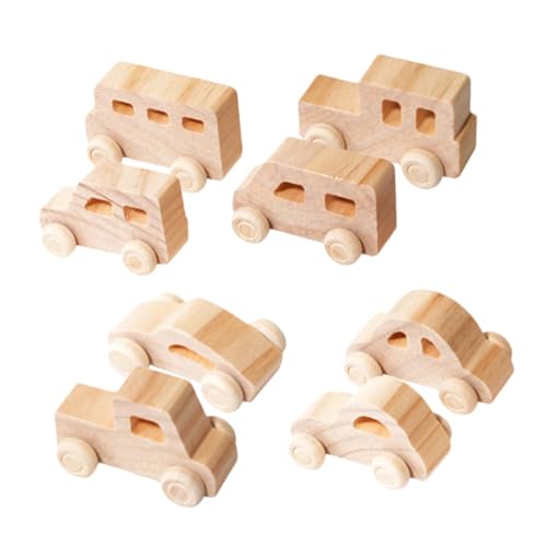 GARIOUANS 8 Stück Teiliges Holzauto DIY Bastelset Unvollendete Fahrzeuge Leichte Stabile Mini Autos zum Bemalen Kreativspielzeug Kreative Handarbeit Holzspielzeug von GARIOUANS