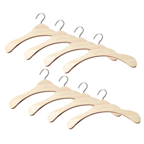 GARIOUANS 8 Stück Teiliges Miniatur Holzkleiderbügel für Puppenkleidung Kleine Simulation Puppen Kleiderbügel Praktische Wäscheständer für Puppenschrank Geeignet für Verschiedene Puppen von GARIOUANS