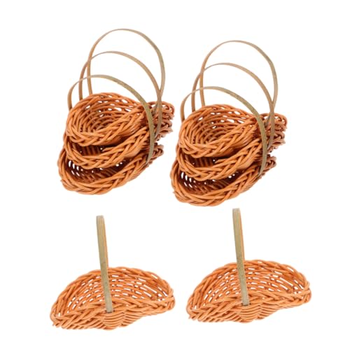 GARIOUANS 8 Stück Teiliges Miniatur-imitations-rattankörbe mit Griffen Handgefertigte Kleine Weidenkörbe in Muschelform Dekorative Mini-picknickkörbe für Puppenhäuser Feengärten Hochzeiten von GARIOUANS
