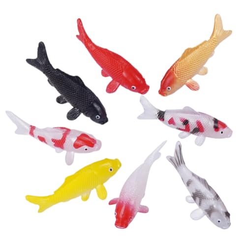 GARIOUANS 8 Stück Teiliges PVC Mini Koi Fisch Figuren Realistische Aquarium Statue Weiche Langlebige Dekoration für Fischbecken Miniatur Karpfen für Garten Puppenhaus Micro Landschaften von GARIOUANS