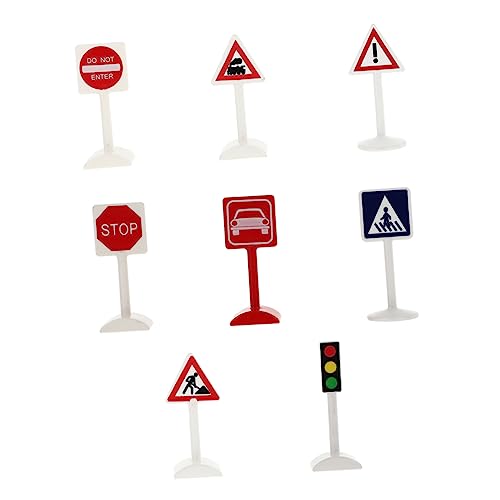 GARIOUANS 8 Stück Teiliges Set Miniatur Verkehrszeichen Lernspielzeug für Hilft Beim Erkennen von Verkehrsschildern und Sicherheitsregeln für DIY Szenen und Modellbau von GARIOUANS