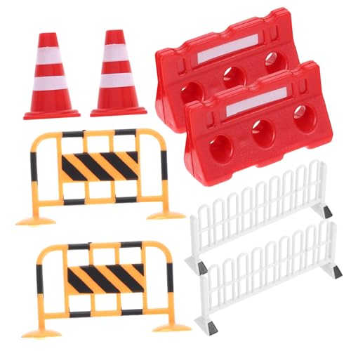 GARIOUANS 8 Stück Teiliges Verkehrszeichen Spielzeugset mit Miniatur Leitkegeln und Straßensperren Bunte Lernspielzeug für Verkehrserziehung und Kreativen Modellbau Robust und Langlebig von GARIOUANS