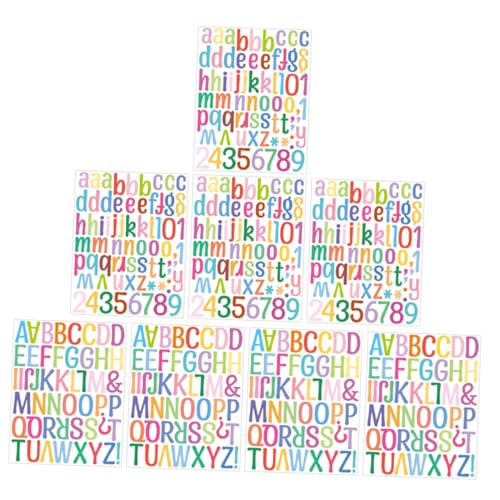 GARIOUANS 8blätter Aufkleber Buchstaben Und Zahlen Alphabetische Aufkleber Zum Basteln Selbstklebende Buchstabenaufkleber Für Wasserflaschen Fenster Schränke Mülleimer von GARIOUANS