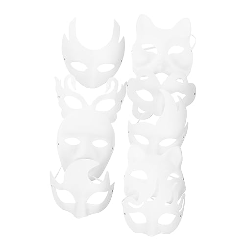 GARIOUANS 9 Stück Teiliges DIY Papiermasken zum Bemalen Weiße Pulp Masken für Halloween Karneval Kostümparty Inklusive Männer und Tierdesigns für Kreative Bastelarbeiten und Maskerade von GARIOUANS