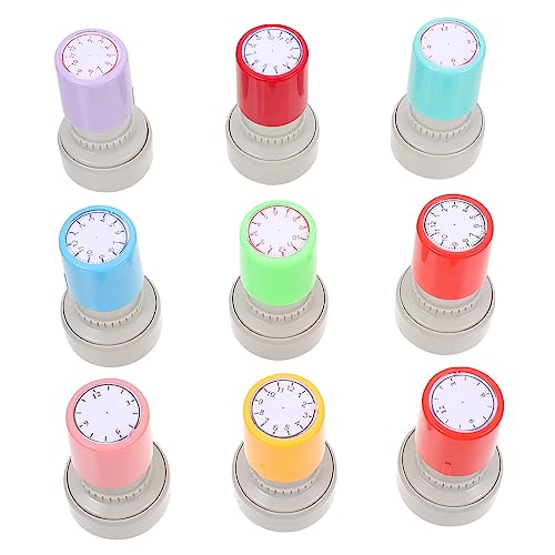 GARIOUANS 9 Stück Teiliges Lehrstempelset Uhr Zeitstempel für Schüler Vorbedruckte Stempel für Zeitverständnis Kreatives für Lernen von Uhrzeiten Zufällige Farbe von GARIOUANS