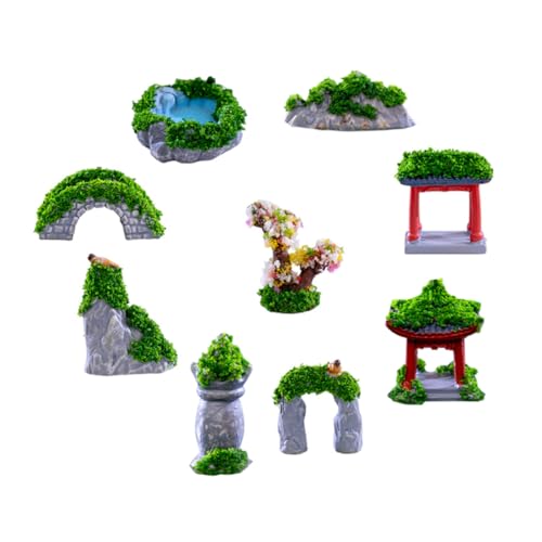 GARIOUANS 9 Stück Teiliges Miniatur Antiker Gebäude Dekoration Detailreiche Mikro Landschaftsmodelle für DIY Dioramen Miniatur Bauwerke aus Hochwertigem Material für Feengarten und Bonsai von GARIOUANS