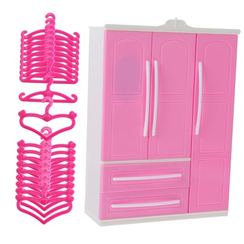 GARIOUANS Abs Puppenschrank mit Mini kleiderbügeln Dreiseitiger Puppen kleiderschrank aus Dekoratives Möbel für Puppenhaus zur Aufbewahrung von Puppenkleidung von GARIOUANS