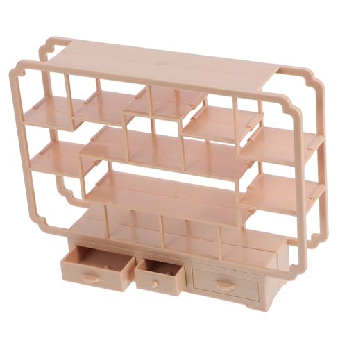GARIOUANS Bogu-Rack-Modell Dekore Klein Gestell Miniaturen Puppenhaus Bücherregal Puppenhaus Regal Puppenhaus Lagerregal Mini-puppenhausmöbel Miniatur -bücherregal Plastik Khaki von GARIOUANS
