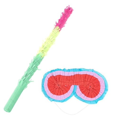 GARIOUANS Buntes Pinata Mehrfarbigen Pinata schlägern und Papieraugenmaske für Kindergeburtstag Leichtes Griffdesign für Partyspiele Karneval und Familienfeiern von GARIOUANS