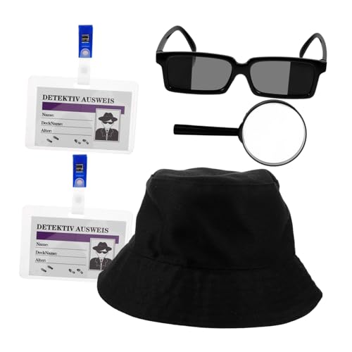 GARIOUANS Detektiv Partyspielzeug Teiliges mit Hut Brille Lupe und Verkleidungszubehör für Halloween und Rollenspiele Unisex Detektivkostüm für Erwachsene für Detektiv Partys und Spionage von GARIOUANS