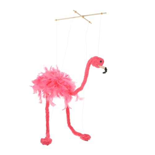 GARIOUANS Flamingo Marionette Handpuppe mit Zugfaden Leichtes Verschleißfestes Tierpuppenspielzeug für Puppentheater Interaktives Familien und Partytier Lebendige Beim Ziehen von GARIOUANS