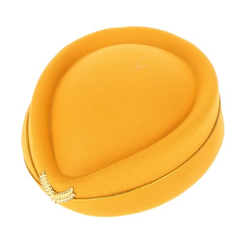 GARIOUANS Gelber Damen Flugbetrieb Hut Elegant Verstellbar Formelle Uniform Mütze Flugbegleiterin Kostüm Accessoire Bühnenauftritt von GARIOUANS