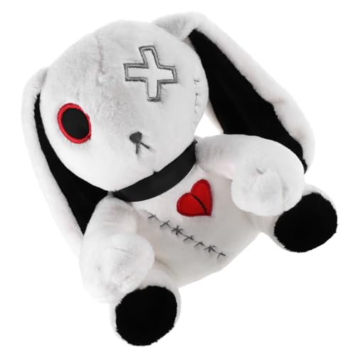 GARIOUANS Halloween Goth Hase Plüschtier Weiches Kuscheltier Kaninchen Puppe Dekoratives Stofftier mit Großen Ohren Gruseliges für Festival und Wohnraumgestaltung von GARIOUANS
