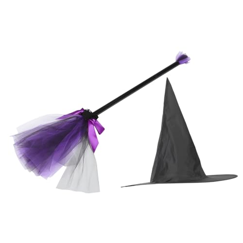 GARIOUANS Hexenhut und Besen Verstellbar Leicht und Komfortabel Halloween Kostüm Zubehör für Hexen und Zauberer Geeignet für Party Bühnenauftritte und Festivals von GARIOUANS