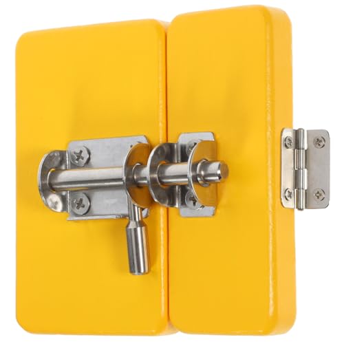 GARIOUANS Holz Busy Board mit Türschloss Lernspielzeug für Feinmotorik und Hand Auge Koordination Sensorisches Pädagogisches Lernspiel für Kleinkinder Gelb von GARIOUANS