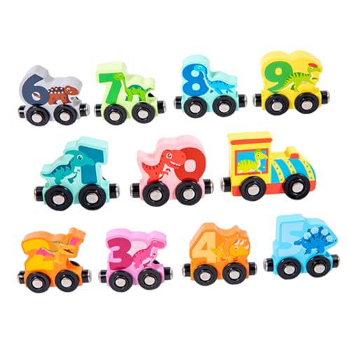 GARIOUANS Holz Dinosaurier Zug Set Buntes Lernspielzeug für Kleinkinder Fördert Hand Auge Koordination und Feinmotorik Stabiles Tier Zug Modell für Jungen und Mädchen Pädagogisches von GARIOUANS