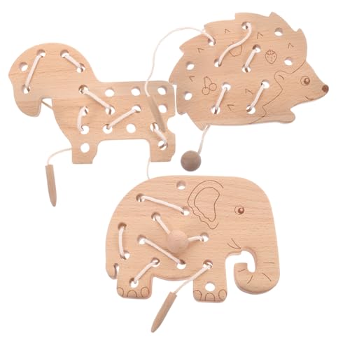 GARIOUANS Holz Fädelspielzeug für Kleinkinder Montessori Lacing Toy mit Tier und Blattmotiv Pädagogisches Motorikspielzeug Langlebig Handpolierte Kanten Fördert Feinmotorik und von GARIOUANS