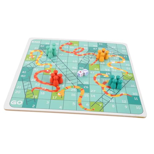 GARIOUANS Holz Schachbrett mit Fliegendem Schach und Schlangen Spiel Pädagogisches Kinderspielzeug Tragbares Brettspiel für Kindergarten Zuhause Fördert Kognitives Lernen und Unterhaltung von GARIOUANS