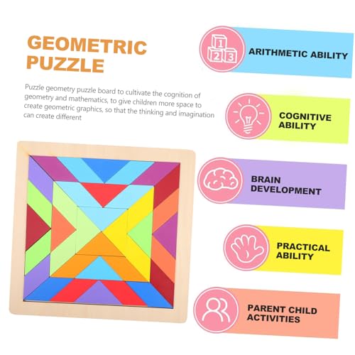 GARIOUANS Holzbausteine Puzzle Buntes Lernspielzeug für Jungen und Mädchen Pädagogisches Steckspiel mit Geometrischen Formen Farben Formenerkennung Langlebiges Holzmaterial von GARIOUANS