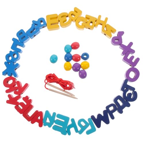 GARIOUANS Holzspielzeug Alphabet Beading Puzzle für Kleinkinder Lernspielzeug zur Buchstabenerkennung und Feinmotorikförderung für Ab Jahren von GARIOUANS