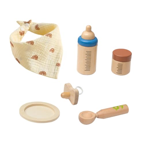GARIOUANS Holzspielzeug Fläschchen Set Rollenspiel Fläschchen Puppen Pädagogisches Füttern Kinderküche Zubehör für Mädchen Fördert Motorik und Kreativität von GARIOUANS