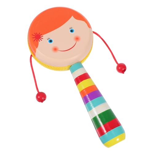 GARIOUANS Holzspielzeug Rassel Trommel Lernspielzeug Handkurbel Musikspielzeug Sicher Montessori Entwicklungsfördernd Orange von GARIOUANS