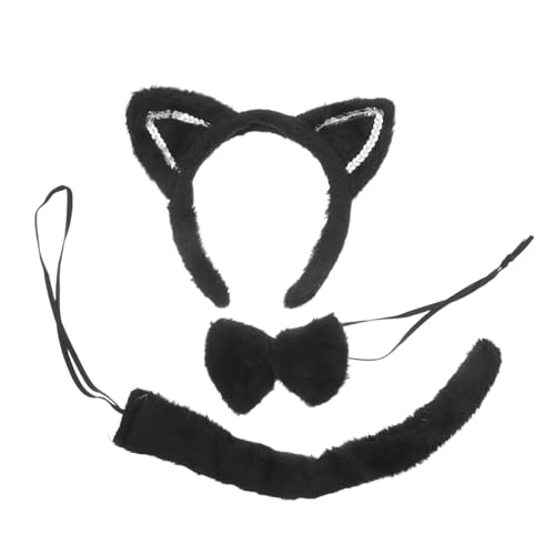 GARIOUANS Katzenohren Stirnband Set mit und Fliege Glitzerndes Cat Cosplay Kostümzubehör für Halloween und Kostümparty für Katzenliebhaber und Rollenspiel Fans von GARIOUANS