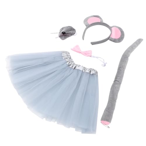 GARIOUANS Maus Kostüm Set mit Weichem Grauem Ohr Stirnband Tüllrock und Schleife Leichtes Bequemes Accessoire für Halloween Geburtstage Cosplay und Verkleidungsspiele GARIOUANS Maus Kostüm Set mit Weichem Grauem Ohr Stirnband Tüllrock und Schleife Leichtes Bequemes Accessoire für Halloween Geburtstage Cosplay und Verkleidungsspiele von GARIOUANS