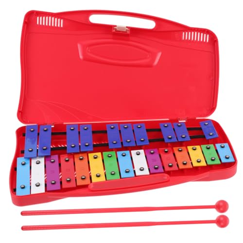 GARIOUANS Metallophone Percussion Musikinstrument Töne Bunte Aluminiumplatten Pädagogisches Musikspielzeug für Kleinkinder Hand Auge Koordination Farbunterscheidung Rot von GARIOUANS