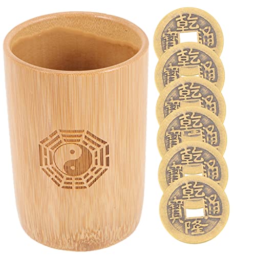 GARIOUANS Mini Bambus Wahrsage mit Kupfermünzen für Feng Shui und Chinesische Astrologie für Glücksbringer Familienfeiern und Neujahrsspiele von GARIOUANS