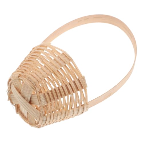 GARIOUANS Mini Bambuskorb Picknickkorb Puppenhaus Küchenfiguren Puppenhaus Zubehör Puppen Lebensmittelzubehör Puppenhaus Lebensmittelartikel Miniatur Puppenhaus Khaki von GARIOUANS