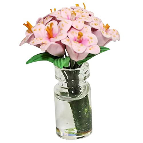 GARIOUANS Mini-Möbelmodell Miniatur Bonsai klein Töpfe drinnen Dollhouse -Werk winzig Home Desktop Ornament Mini-Bonsai-Handwerk Mini-Zimmerpflanze Mini-Topfpflanze Mini- - Harz Rosa von GARIOUANS