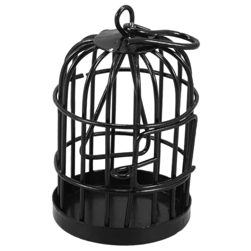 GARIOUANS Mini Vogelkäfig Modell Miniatur Bonsaidekoration für Puppenhaus Mikrolandschaft Handgefertigt Kreatives Mini Haus Ornament Schwarz von GARIOUANS