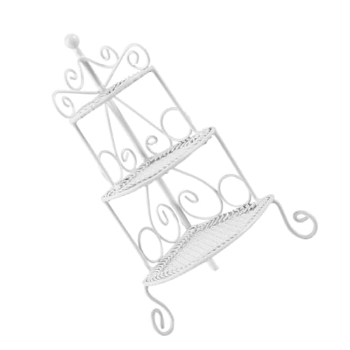 GARIOUANS Miniatur Eisenkunst Modellregal Zubehör Puppenhaus Dekoration Weiß Dreieckiger Aufbewahrungsständer für Miniaturlandschaft Schlafzimmer Ornamente von GARIOUANS