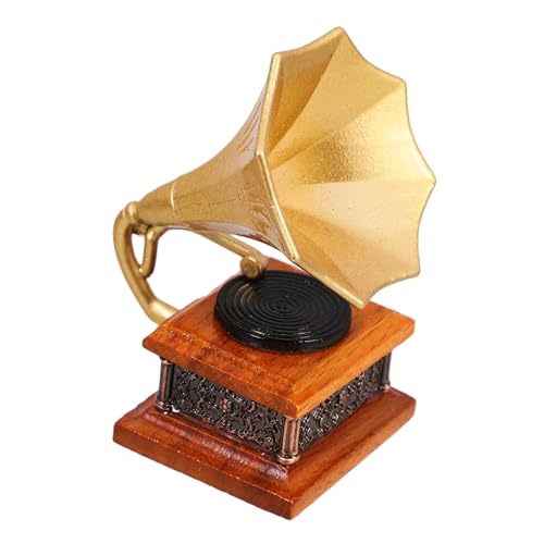 GARIOUANS Miniatur Grammophon Modell Retro Stil Miniaturhaus Zubehör Realistische Detailarbeit für Puppenhaus Dekoration und Bastelprojekte von GARIOUANS