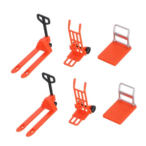 GARIOUANS Miniatur Handwagen Teilig Orange Mini Gabelstapler Baustellenfahrzeug für Puppenhaus Modellbau Lernspielzeug für Hand Auge Koordination und von GARIOUANS