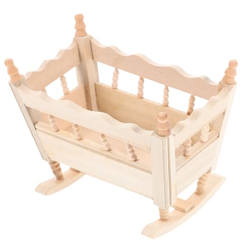 GARIOUANS Miniatur Holz Babywiege Modell Puppenhaus Zubehör Kreatives Mini Babybett Unlackiert Natürliche Farbe Für Kinderzimmer Puppenhaus Dekoration GARIOUANS Miniatur Holz Babywiege Modell Puppenhaus Zubehör Kreatives Mini Babybett Unlackiert Natürliche Farbe Für Kinderzimmer Puppenhaus Dekoration von GARIOUANS
