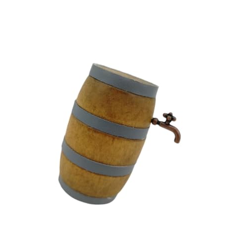 GARIOUANS Miniatur Holzfass mit Wasserhahn Handgefertigte Kleine Weinbar Deko Stabiles Geruchsfreies Holzornament für Puppenhaus Micro World und Schreibtischdekoration von GARIOUANS