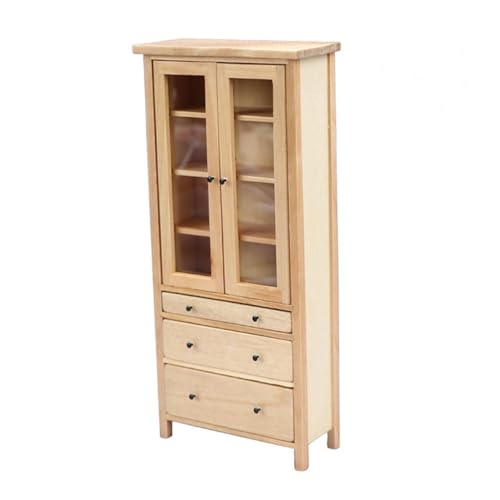 GARIOUANS Miniatur Holzschrank Puppenhaus Möbel Deko Naturfarben Glatte Oberfläche Vielseitig für DIY Mikro Szenen und Schmuck Stabiles Holzmodell für Puppenmöbel und Tischdekoration von GARIOUANS