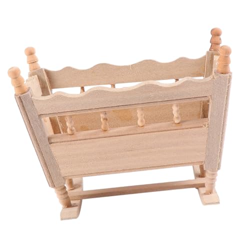 GARIOUANS Miniatur Holzspielzeug Miniatur Babywiege Modell Puppenhaus Deko Handgefertigt Natürliche Holzfarbe Realistisches Design Puppenmöbel Zubehör GARIOUANS Miniatur Holzspielzeug Miniatur Babywiege Modell Puppenhaus Deko Handgefertigt Natürliche Holzfarbe Realistisches Design Puppenmöbel Zubehör von GARIOUANS