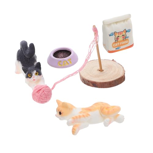 GARIOUANS Miniatur Katzenfiguren Realistische Mini Katzen Figuren Spielset für Puppenhaus Dekor Charmante Miniaturen mit Langlebigem Material Geeignet für Mikrolandschaften und Familienspiel von GARIOUANS