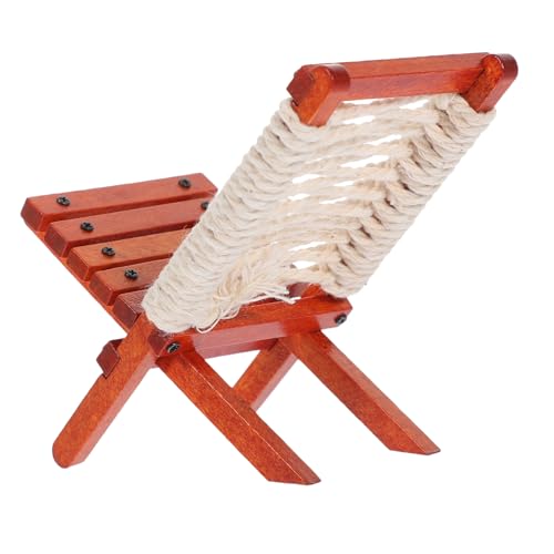 GARIOUANS Miniatur Klappbarer Holz Gartenstuhl Modell Leichter Outdoor Lounge Stuhl Dekoration für Puppenhaus Mini Möbel Zubehör für Miniatur Gartenszene Platzsparend und Stabil von GARIOUANS