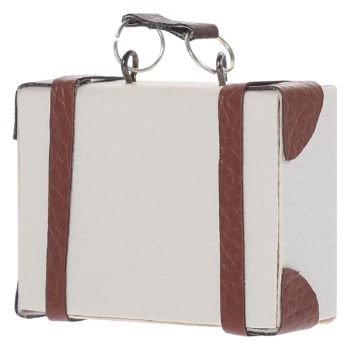 GARIOUANS Miniatur Koffer Modell Weiß Vintage Miniatur Reise Aktentasche Puppenhaus Zubehör Kleines Hartschalen Design für Puppen und Sammler Dekoratives Mini Gepäckstück von GARIOUANS