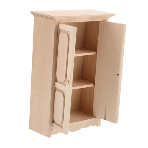 GARIOUANS Miniatur-Möbelschrank Mini-Puppenhaus-Holz-Bücherregal Holzpuppenhaus Bücherregal Miniatur-Beistellschrank Puppenstubenregal Puppenhausmöbelzubehör Mini-Display-Regal Khaki von GARIOUANS