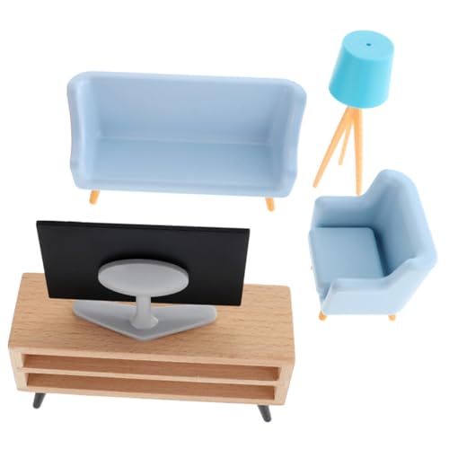 GARIOUANS Miniatur Puppenhaus Möbel mit Tv Sofa Tv Schrank und Lampe Realistische Miniatur Dekoration für Puppenmöbel Spielzeughaus Einrichtung Geschenkidee für Sammler von GARIOUANS