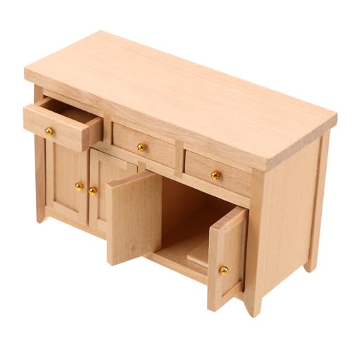 GARIOUANS Miniatur Puppenhaus Schrank aus Holz Unbemalt Kompakt und Robust Vielseitiges Aufbewahrungsmöbel für Wohnzimmer und Küche Realistisches Miniaturmöbel für Puppenhaus Dekoration von GARIOUANS