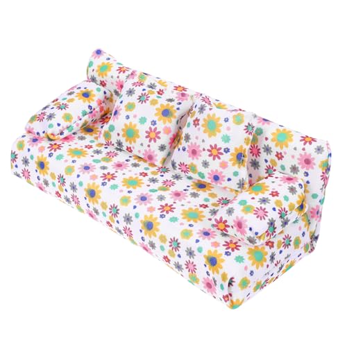 GARIOUANS Miniatur Puppenhaus Sofa Modell Teiliges Mini Möbelstück mit Kissen Lebensechte Mini Deko für Puppenhaus Zubehör Glatte Oberfläche Langlebig als Foto Requisite und Wohnaccessoire von GARIOUANS