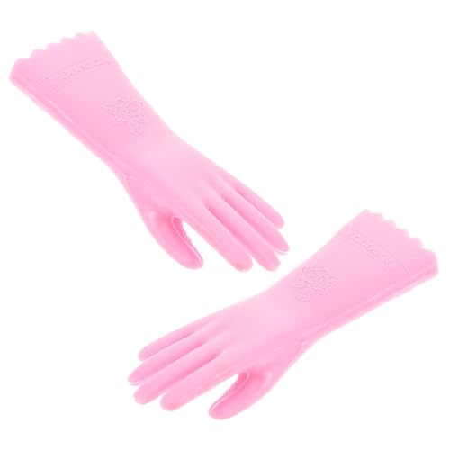 GARIOUANS Miniatur Puppenhaus Zubehör Mini Spülhandschuhe in Rosa Leichte Langlebige Mini Handschuhe für DIY Puppenhaus Multifunktionales und Szenen Deko von GARIOUANS