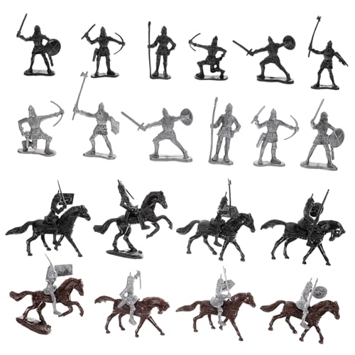 GARIOUANS Miniatur Ritterpferde Figuren Kunststoff Soldaten Modell für Sandtisch Dekoration Hobby Landschaftsspielzeug und Erwachsene von GARIOUANS