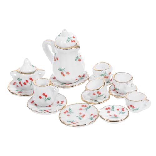GARIOUANS Miniatur Teeservice Teiliges aus Keramik mit Kanne und Tasse Rot mit Kirschmotiv Langlebig und Bruchsicher Puppenhaus Zubehör für Miniatur Küche und Dekoration GARIOUANS Miniatur Teeservice Teiliges aus Keramik mit Kanne und Tasse Rot mit Kirschmotiv Langlebig und Bruchsicher Puppenhaus Zubehör für Miniatur Küche und Dekoration von GARIOUANS